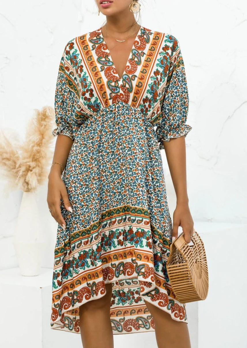 Mixed Print Asymmetrical Hem Dress - Image 13