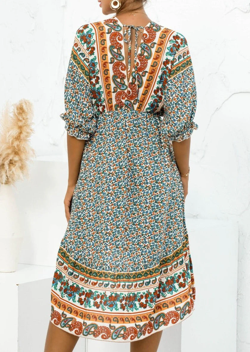 Mixed Print Asymmetrical Hem Dress - Image 15