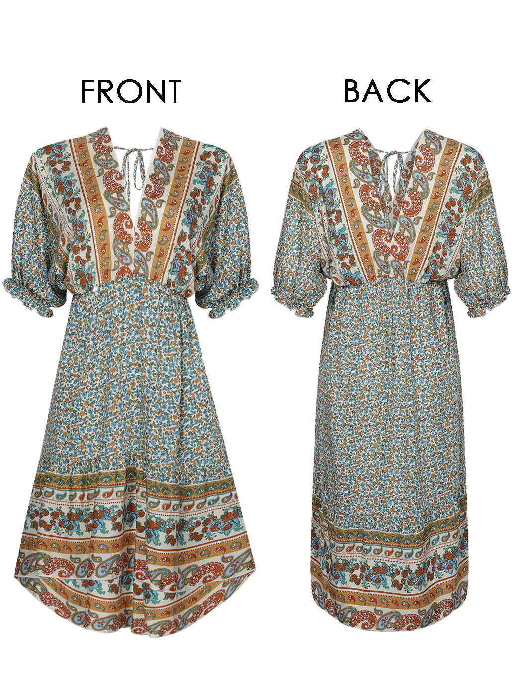 Mixed Print Asymmetrical Hem Dress - Image 16