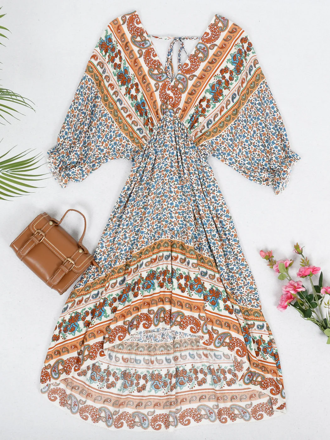 Mixed Print Asymmetrical Hem Dress - Image 17