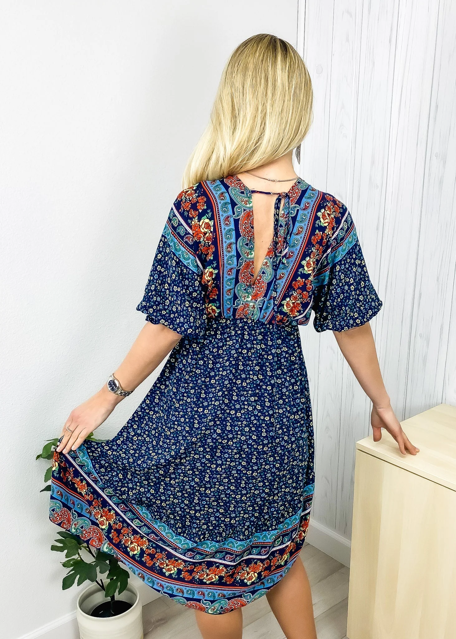 Mixed Print Asymmetrical Hem Dress - Image 6