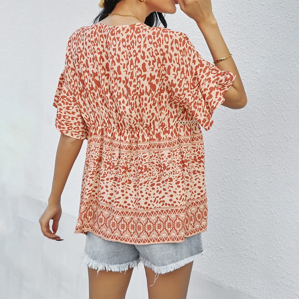 Mixed Print Loose Fit Blouse - Image 3