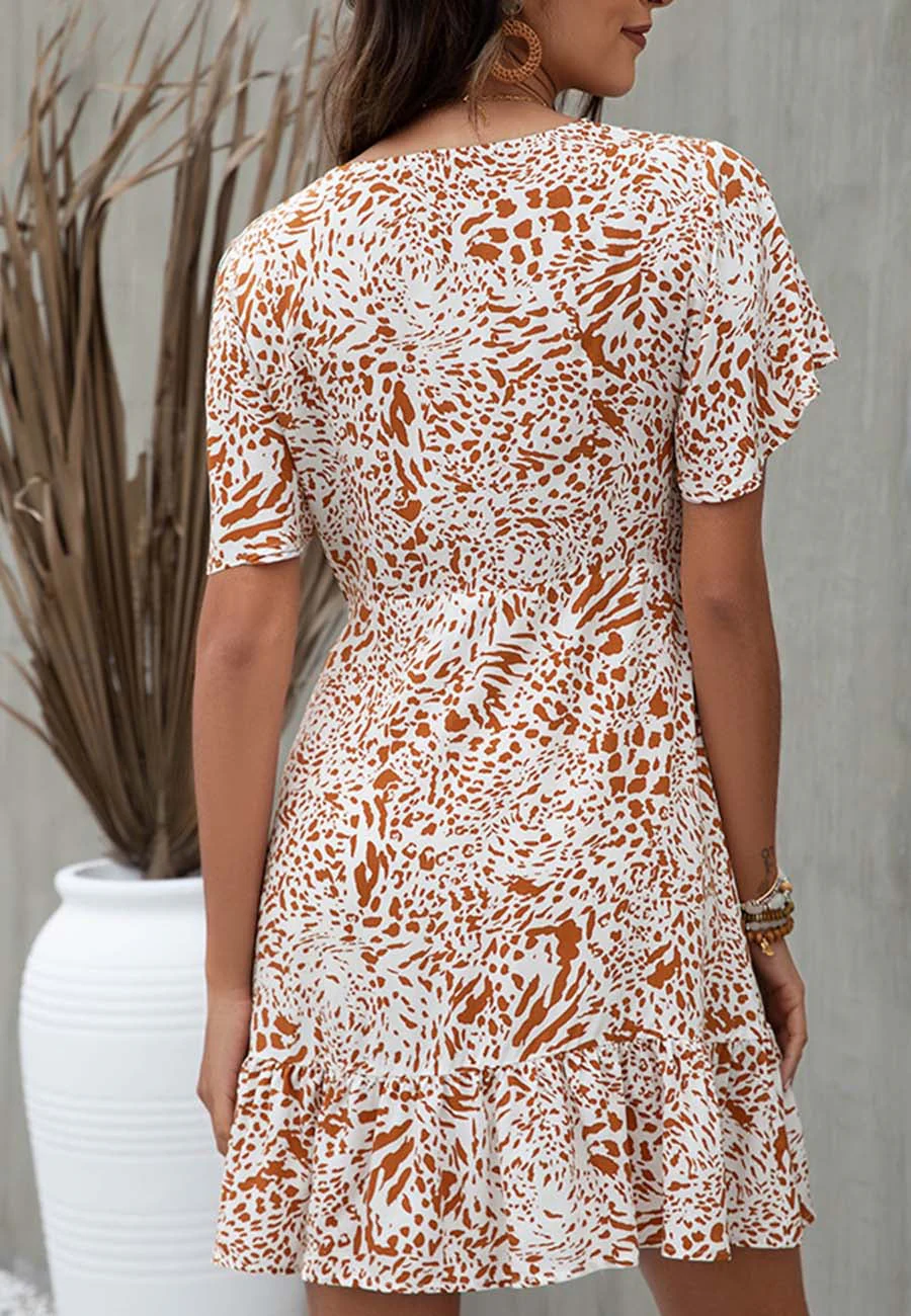 Mixed Print Ruffle Hem Dress - Image 12
