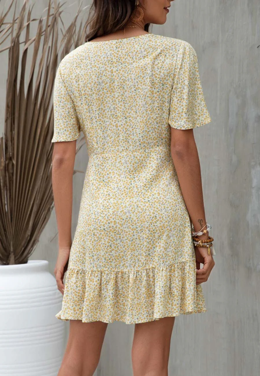 Mixed Print Ruffle Hem Dress - Image 16
