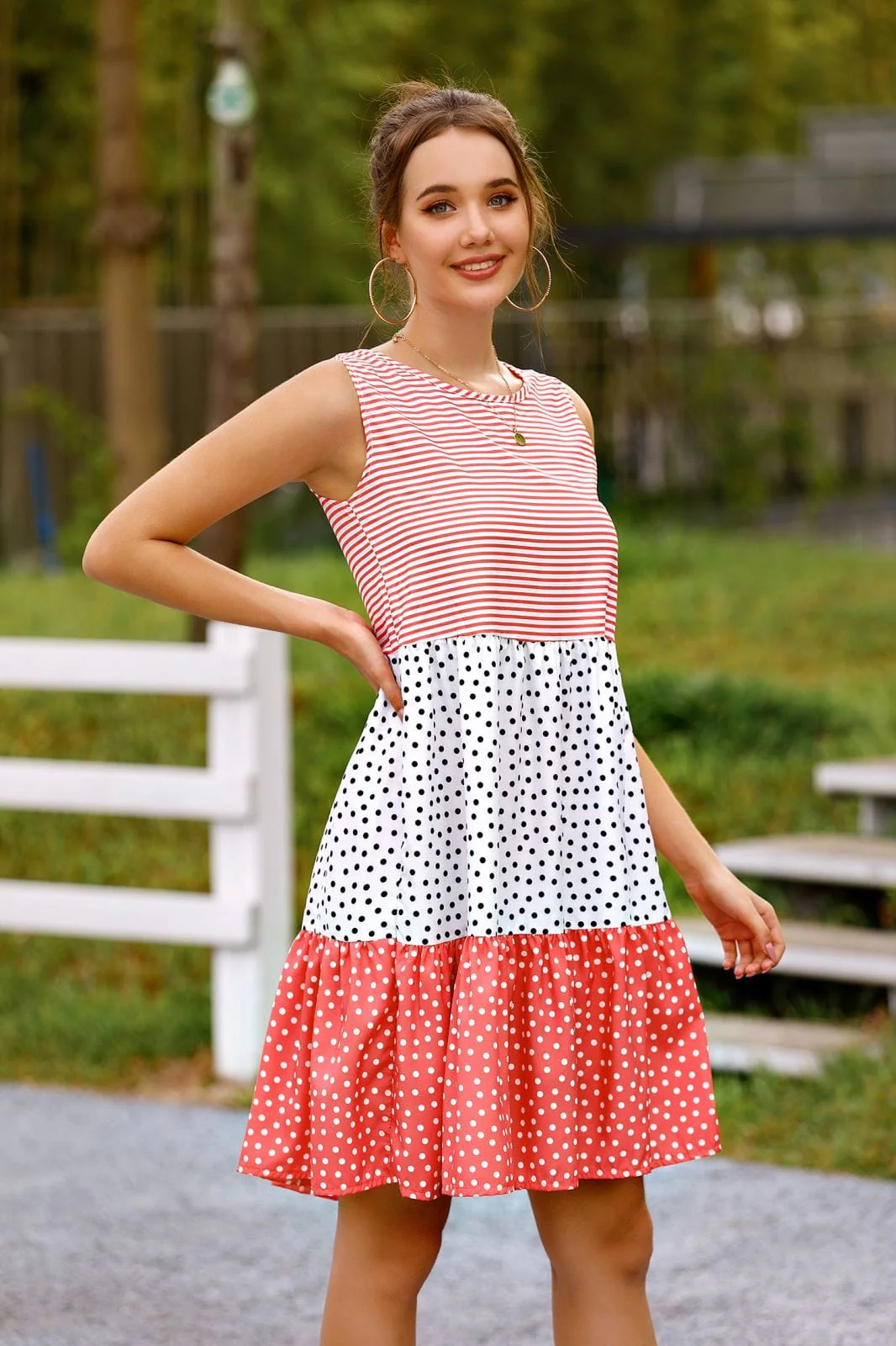 Mixed Print Tiered Dress - Image 10
