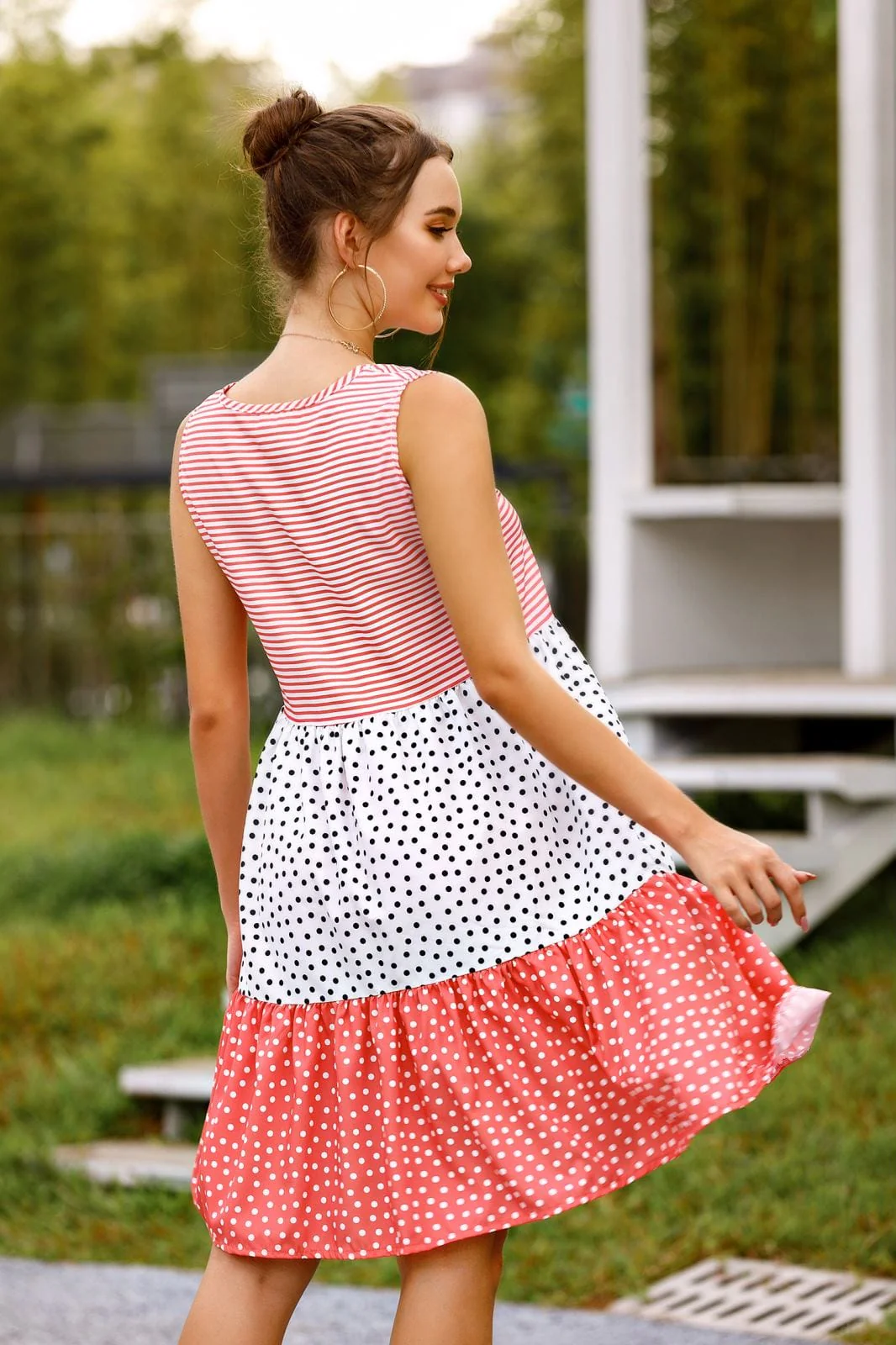 Mixed Print Tiered Dress - Image 12