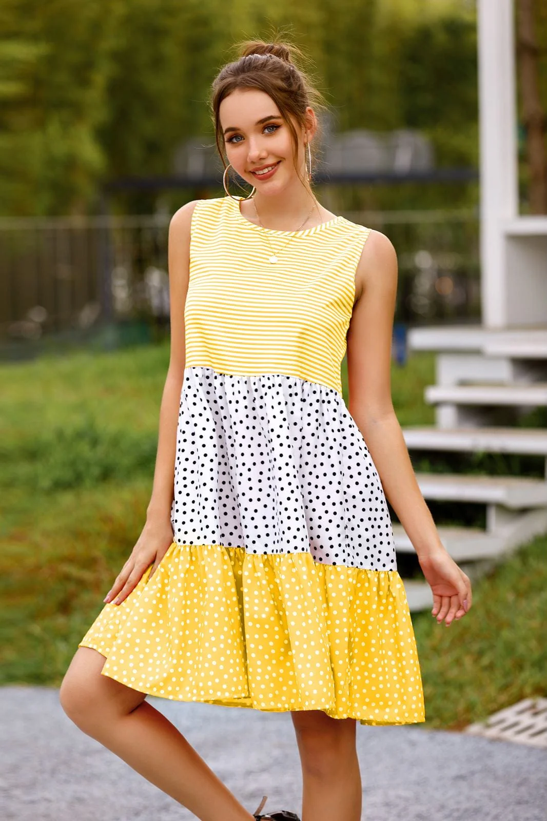 Mixed Print Tiered Dress - Image 14