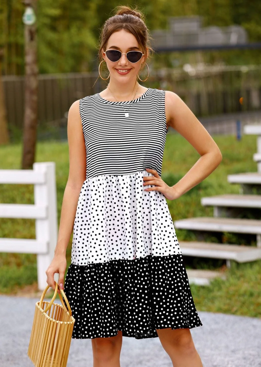 Mixed Print Tiered Dress - Image 2