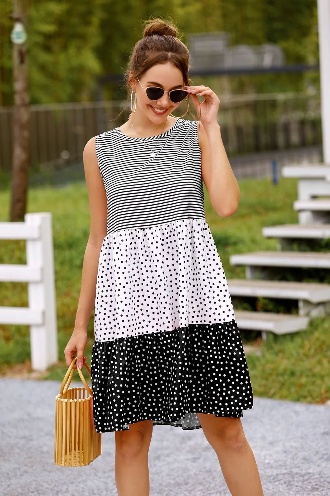 Mixed Print Tiered Dress - Image 3