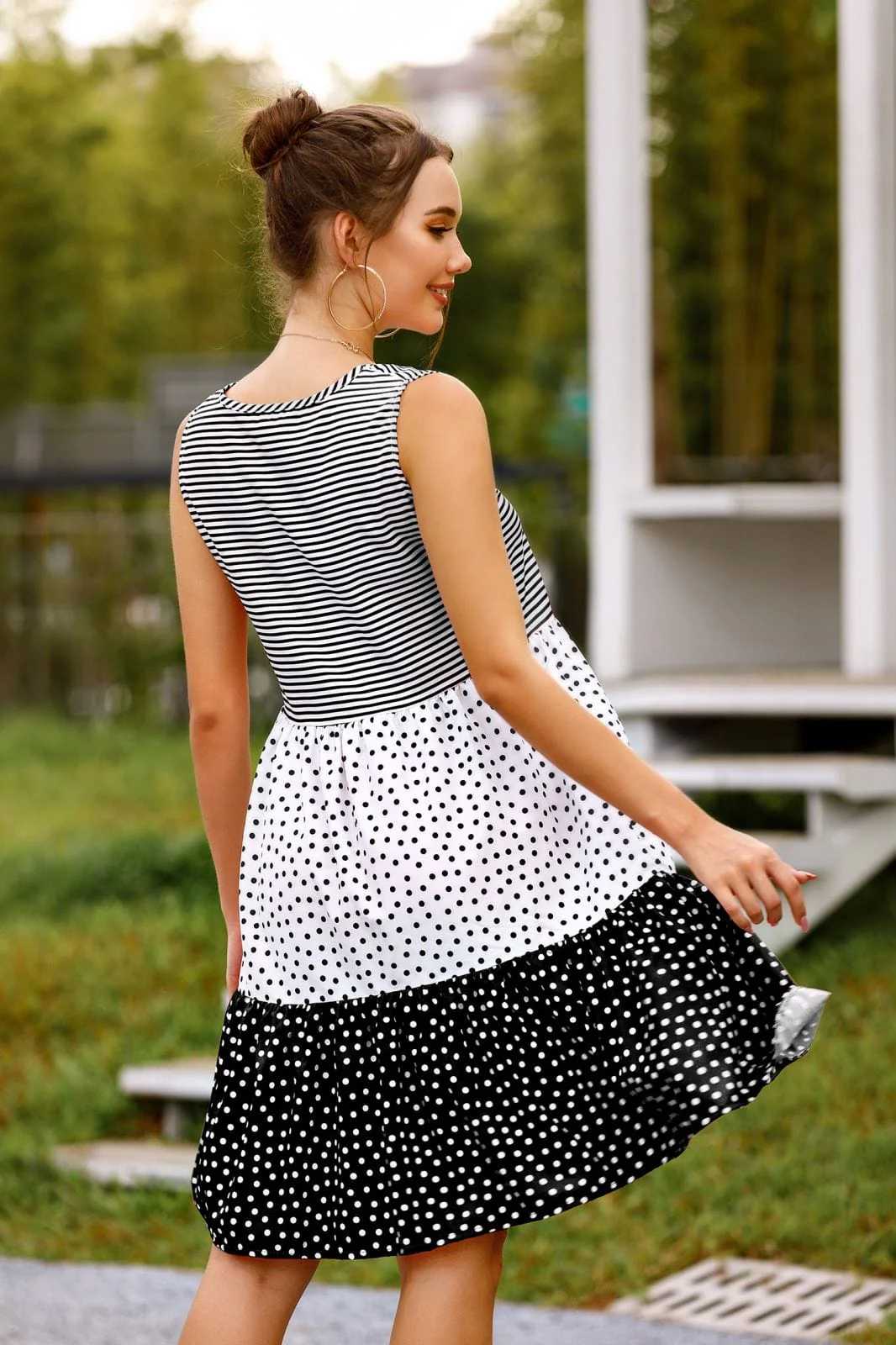 Mixed Print Tiered Dress - Image 4