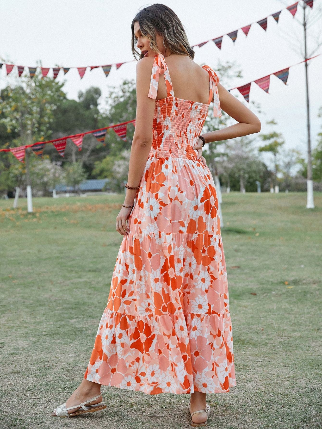 Mixed Printer Checker Soft Ruffle Dress - Image 40