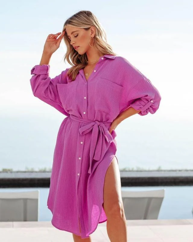 Mixed Printer Checker Soft Ruffle Dress - Image 43