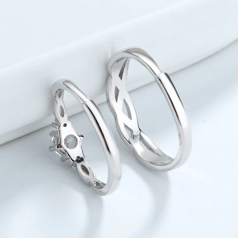 Modern Matching Couples Ring 925 Sterling Silver - Image 3