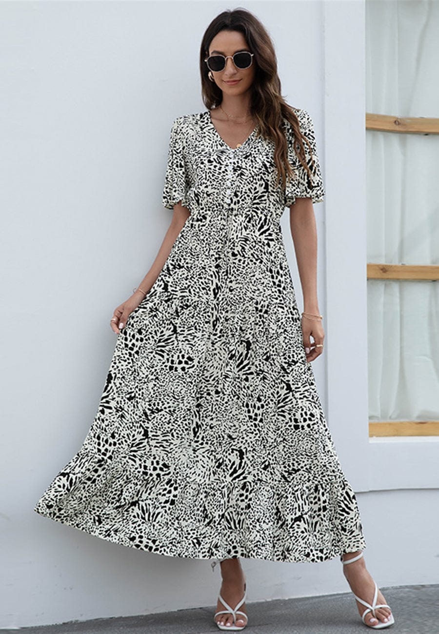 Multi Animal Print Tiered Dress - Image 5