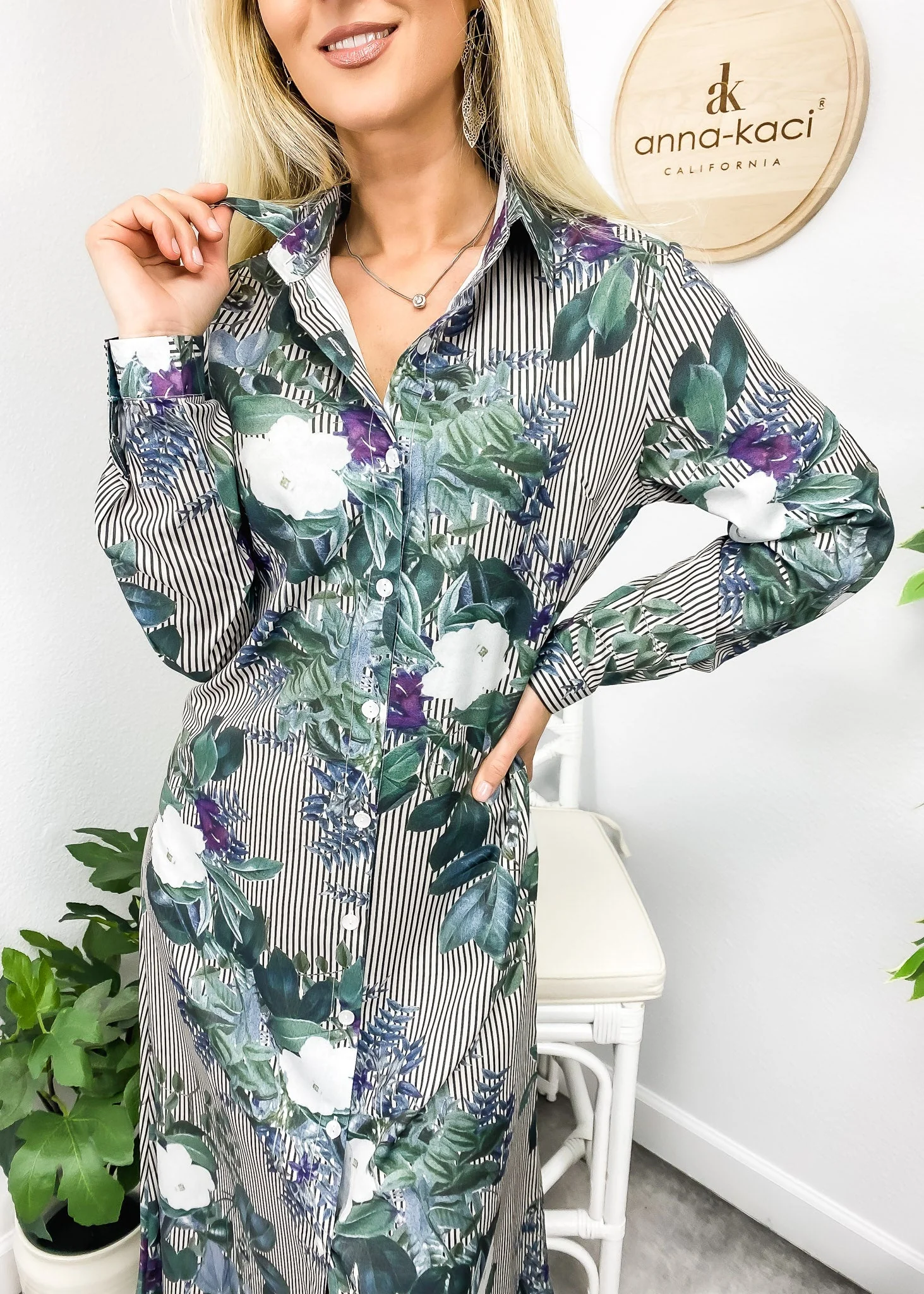 Multi-Print Button Down Dress - Image 4