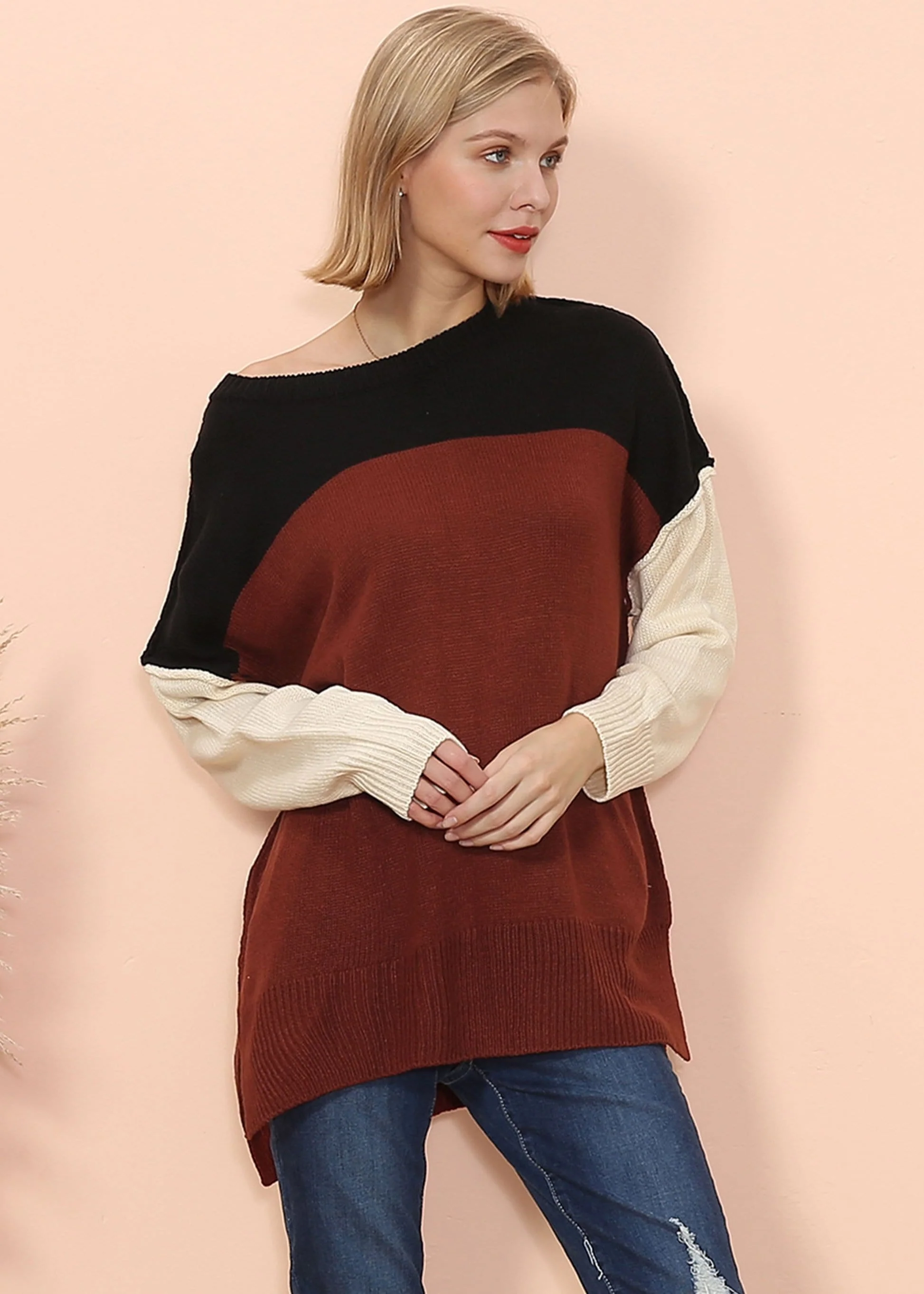 Multicolor Drop Shoulder Sweater - Image 4