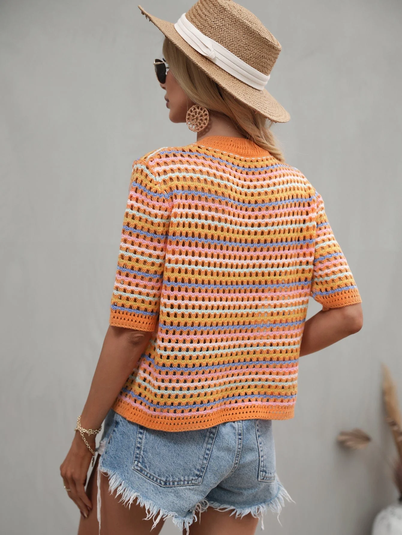 Multicolor Eyelet Knit Blouse - Image 18