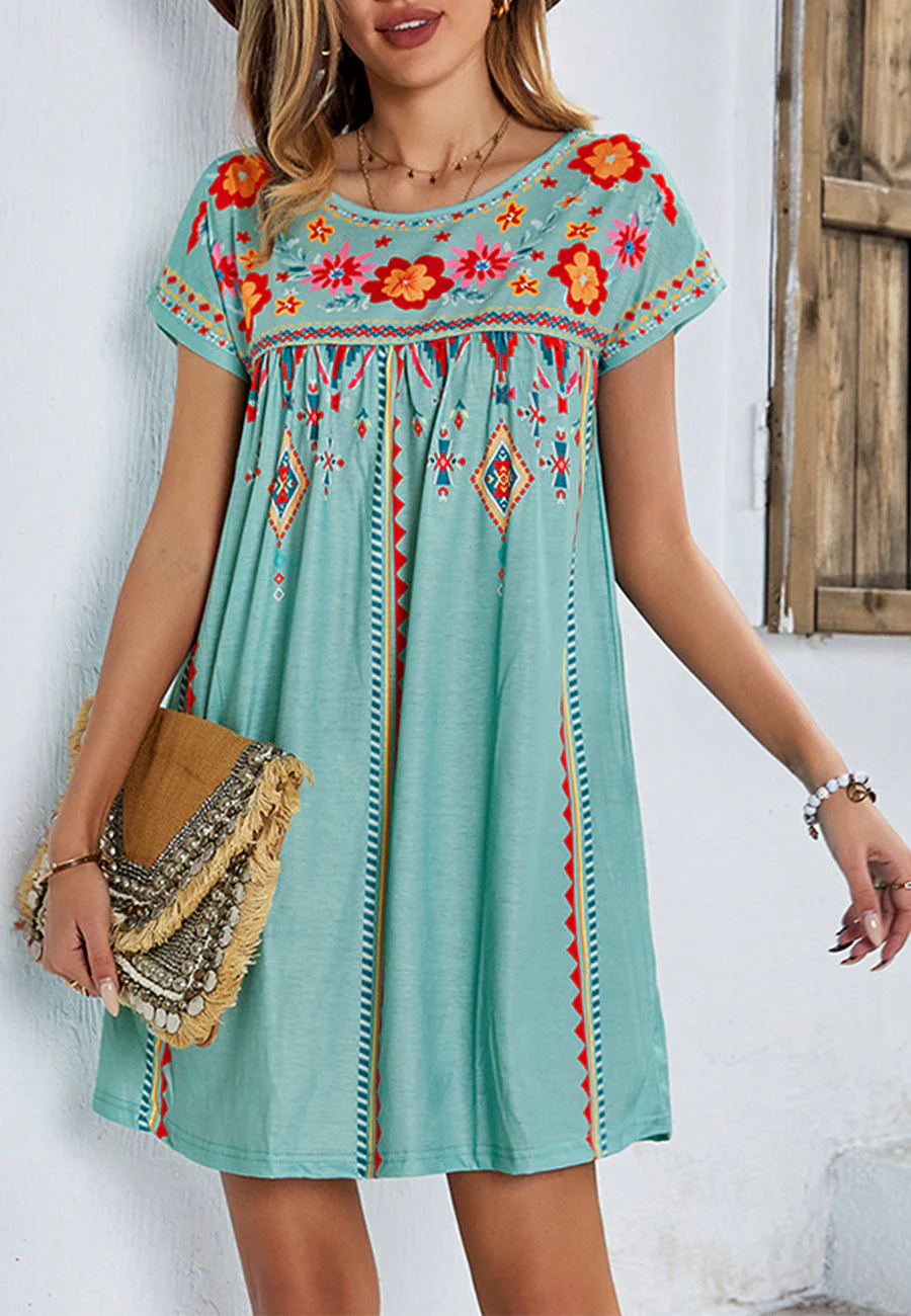 Multicolor Floral Boho Print Dress - Image 2