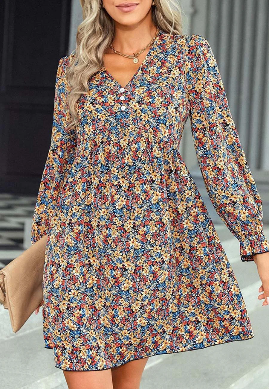 Multicolor Floral Print Dress - Image 5