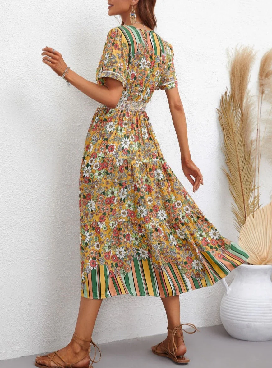 Multicolor Floral Retro Print Dress - Image 9