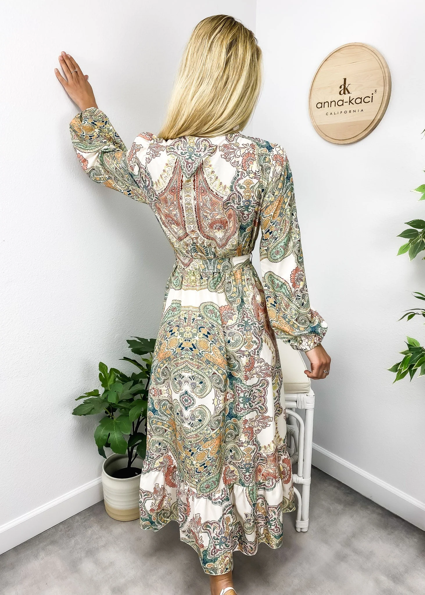 Multicolor Paisley Print Wrap Dress - Image 6
