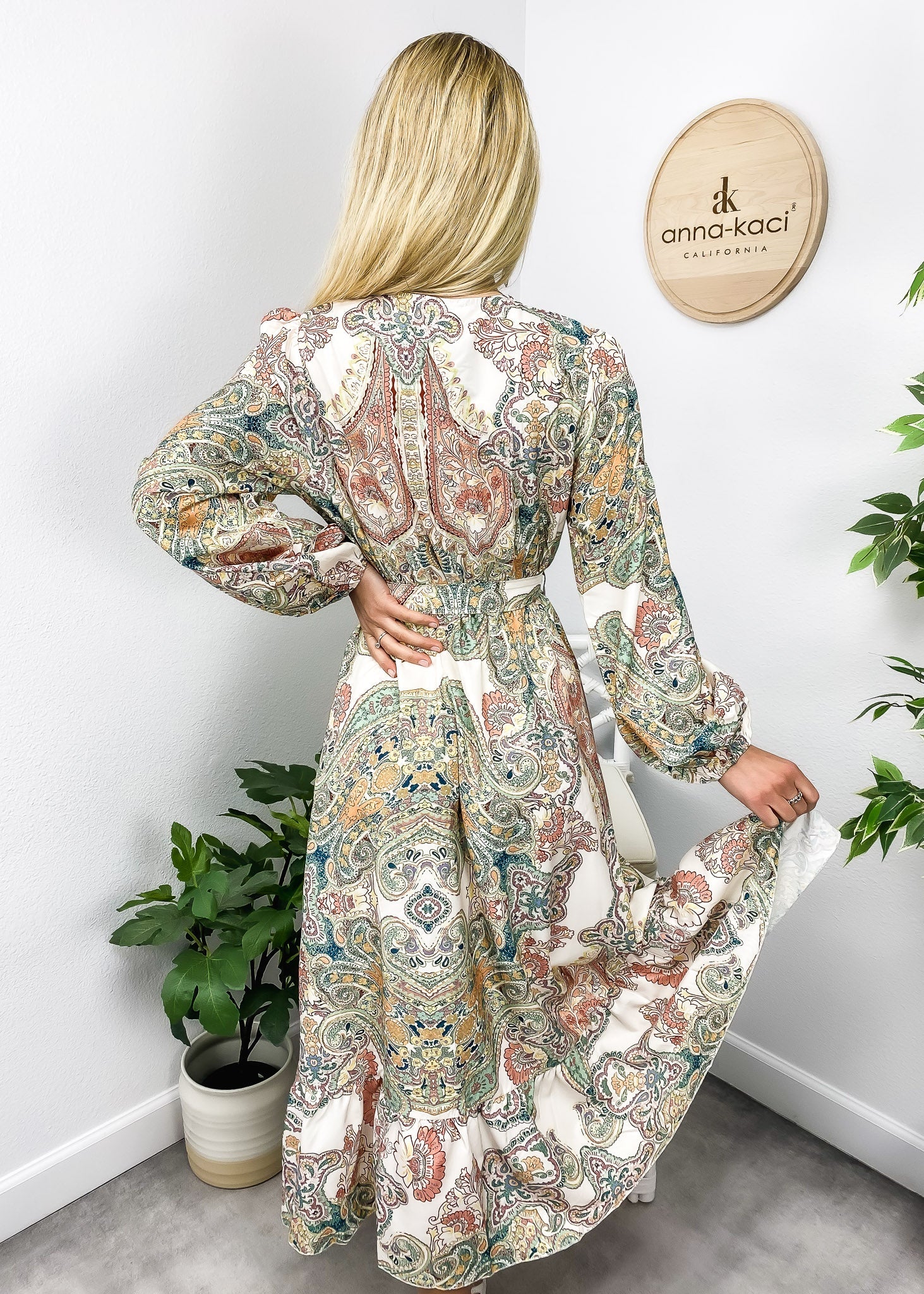 Multicolor Paisley Print Wrap Dress - Image 7