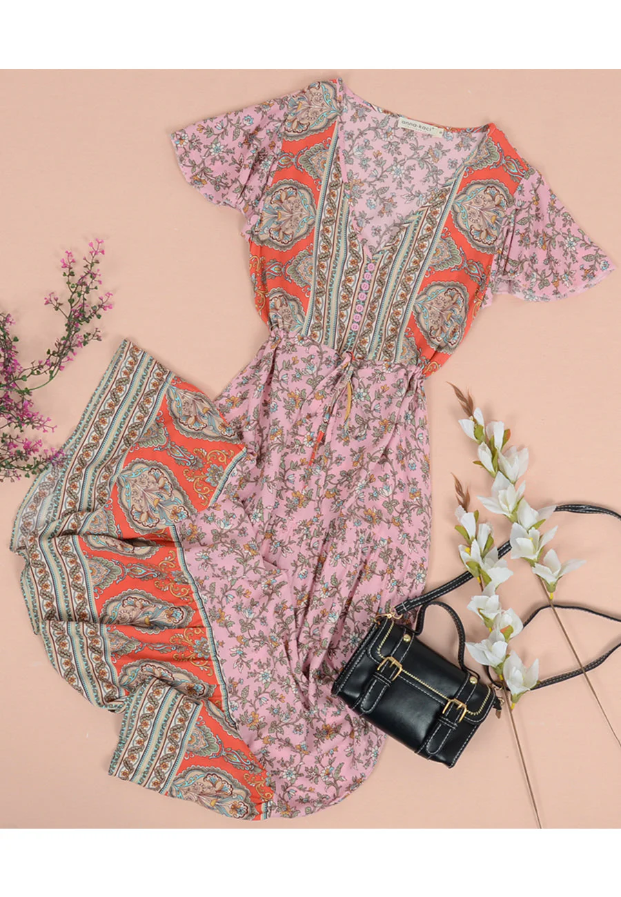 Multicolor Printed Bohemian Dress - Image 4