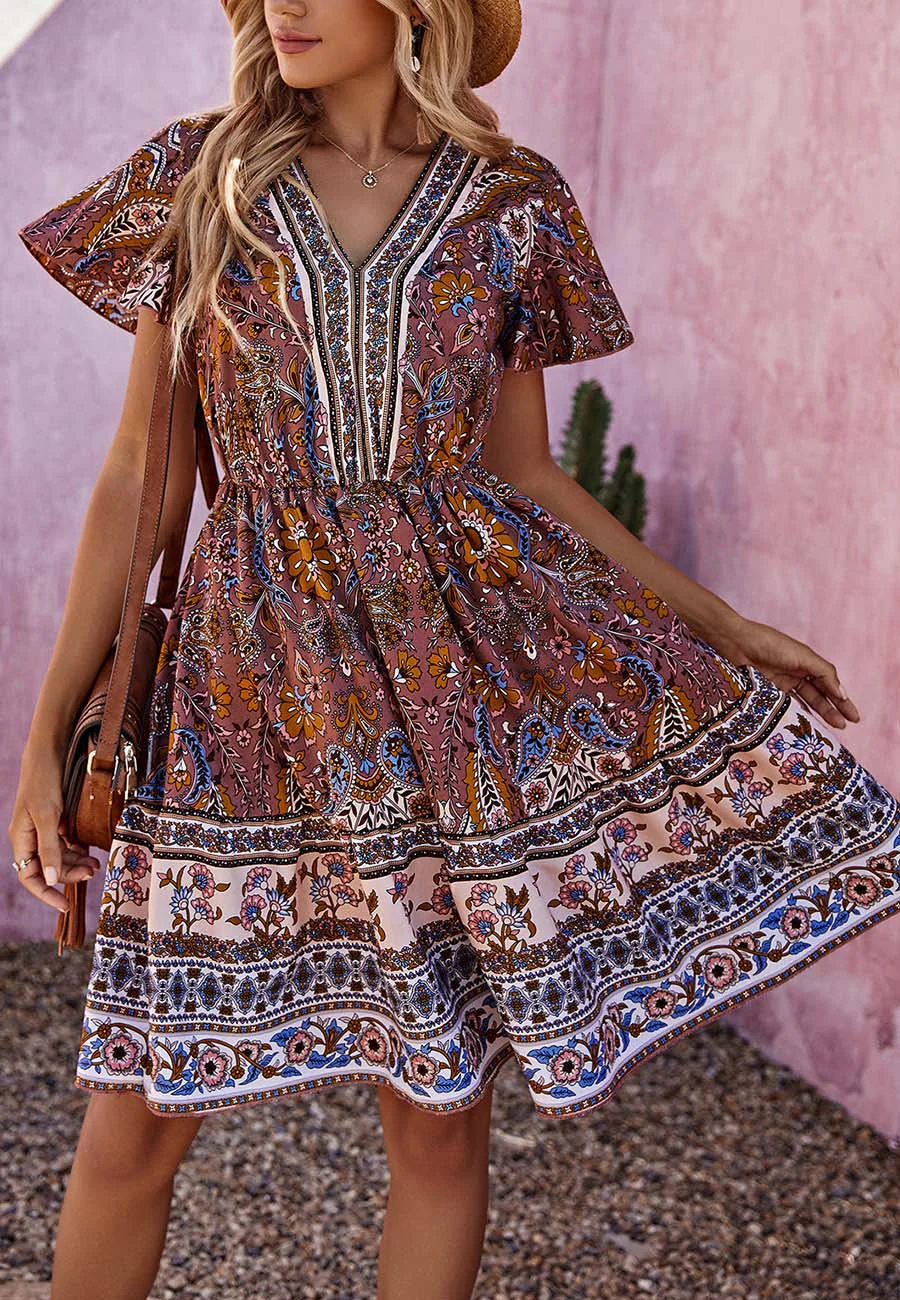 Multicolor Printed Boho Dress - Image 3