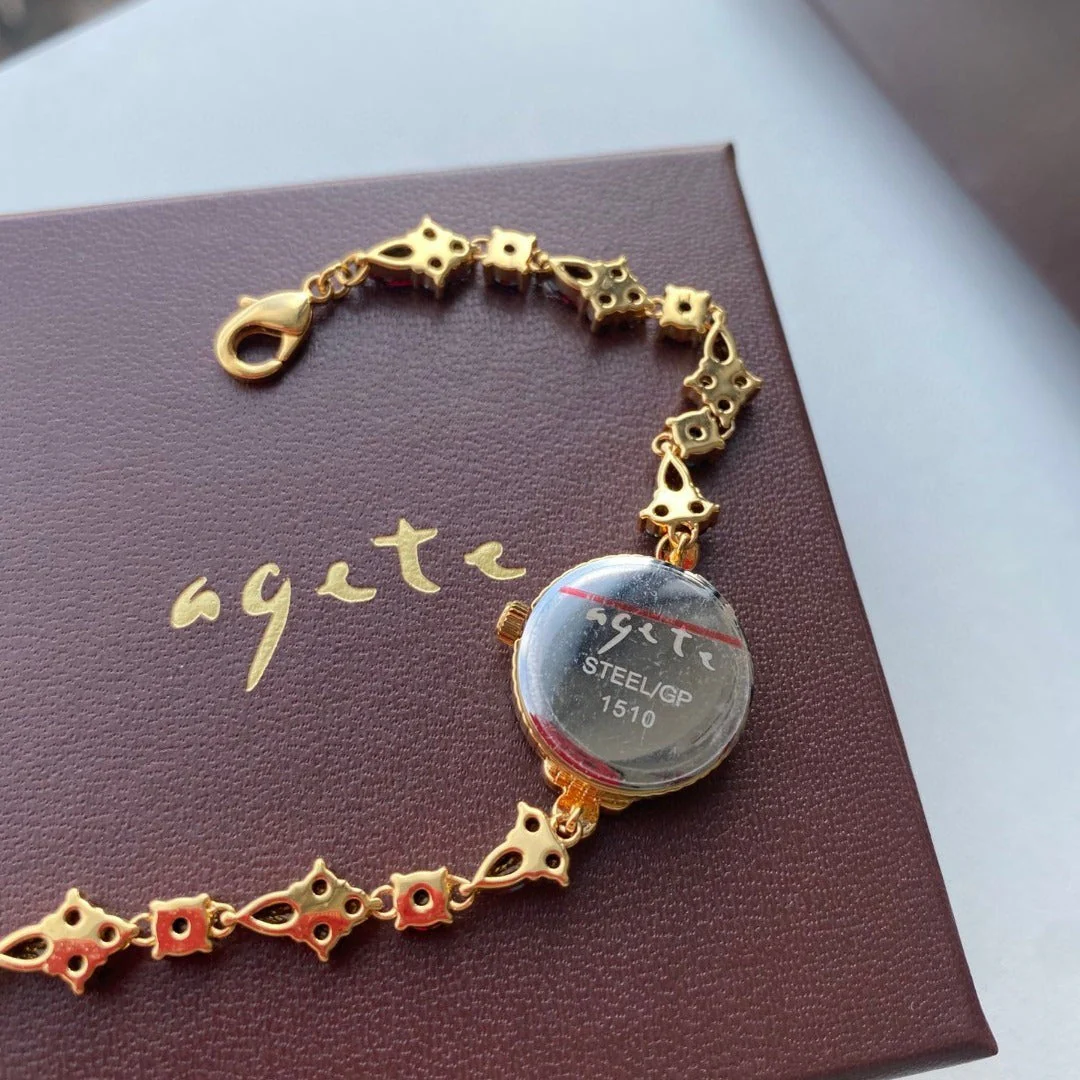 Natural Garnet Disc Vintage Bracelet Quartz Watch - Image 3