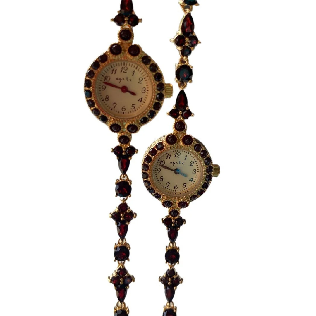 Natural Garnet Disc Vintage Bracelet Quartz Watch - Image 5