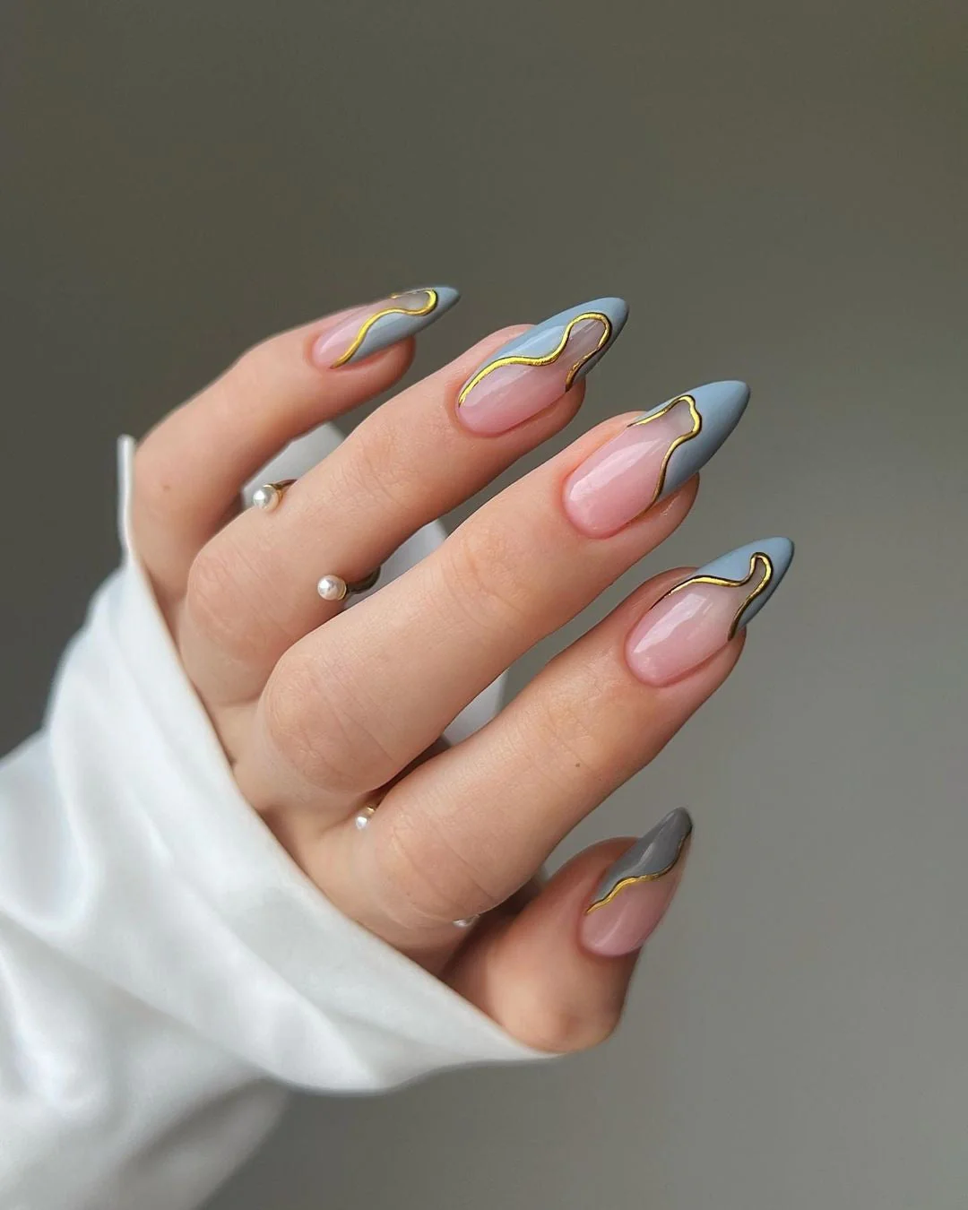 Night And France Handmade Almond French Finished Manicure - Image 8