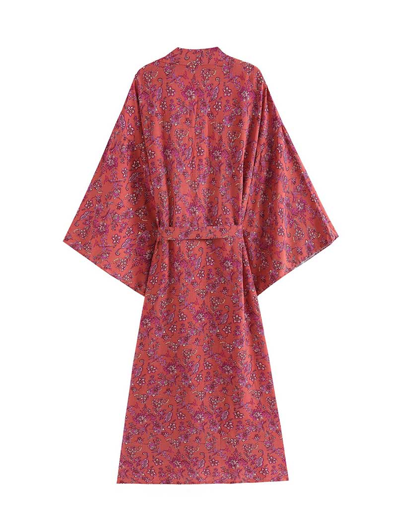 Nightwear Floral Print Long Length Kimono Gown Duster Robe - Image 2