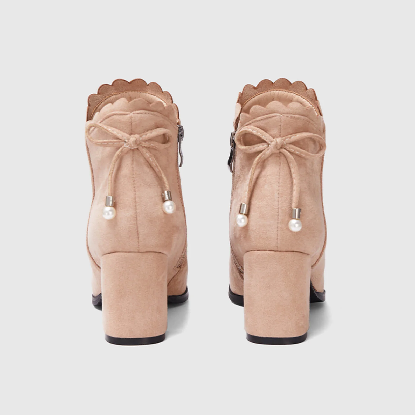 Scalloped Bowknot Ankle Boots With Side Zipper - Image 10