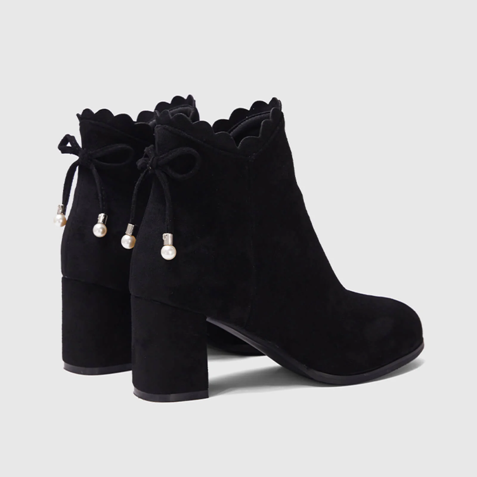 Scalloped Bowknot Ankle Boots With Side Zipper - Image 4
