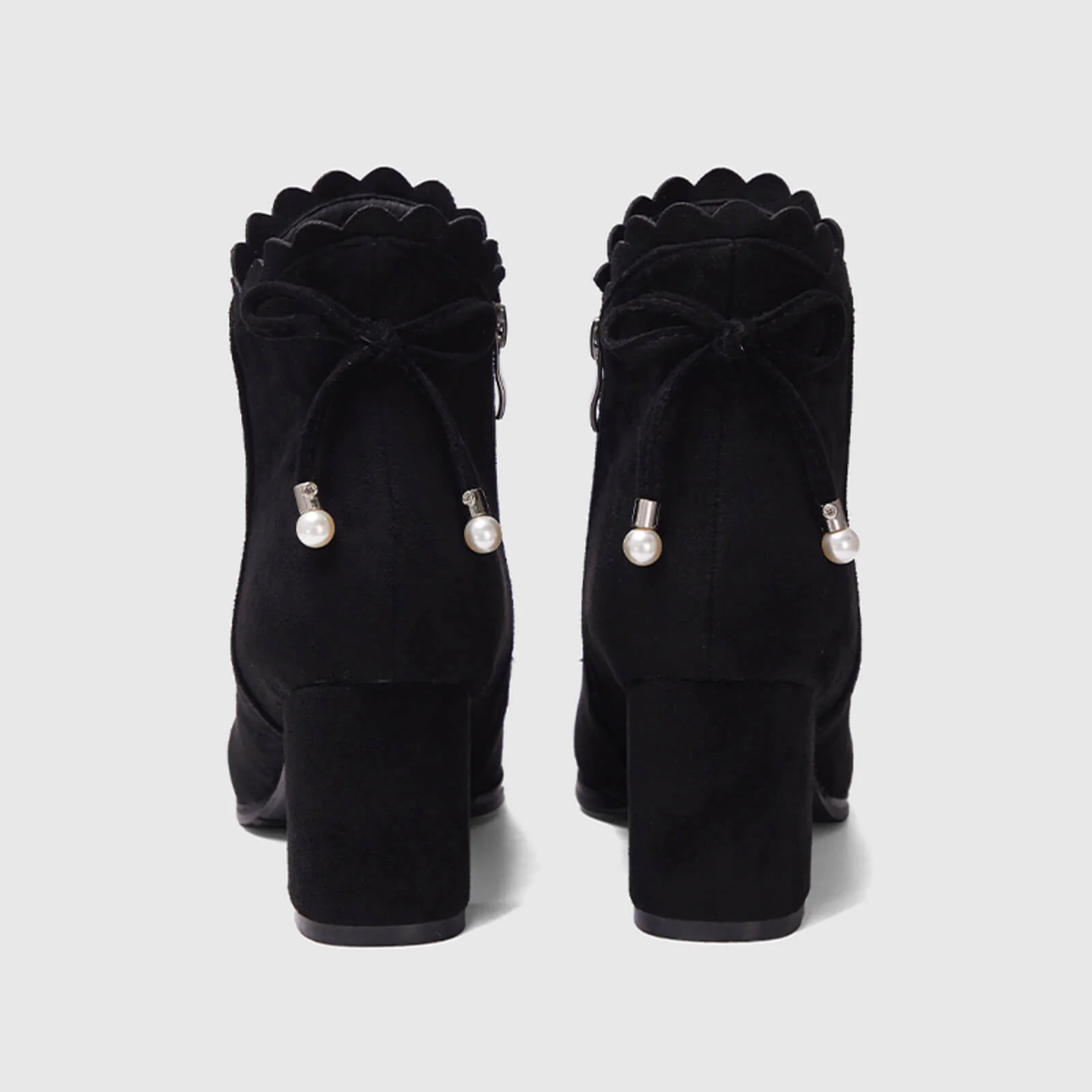 Scalloped Bowknot Ankle Boots With Side Zipper - Image 5