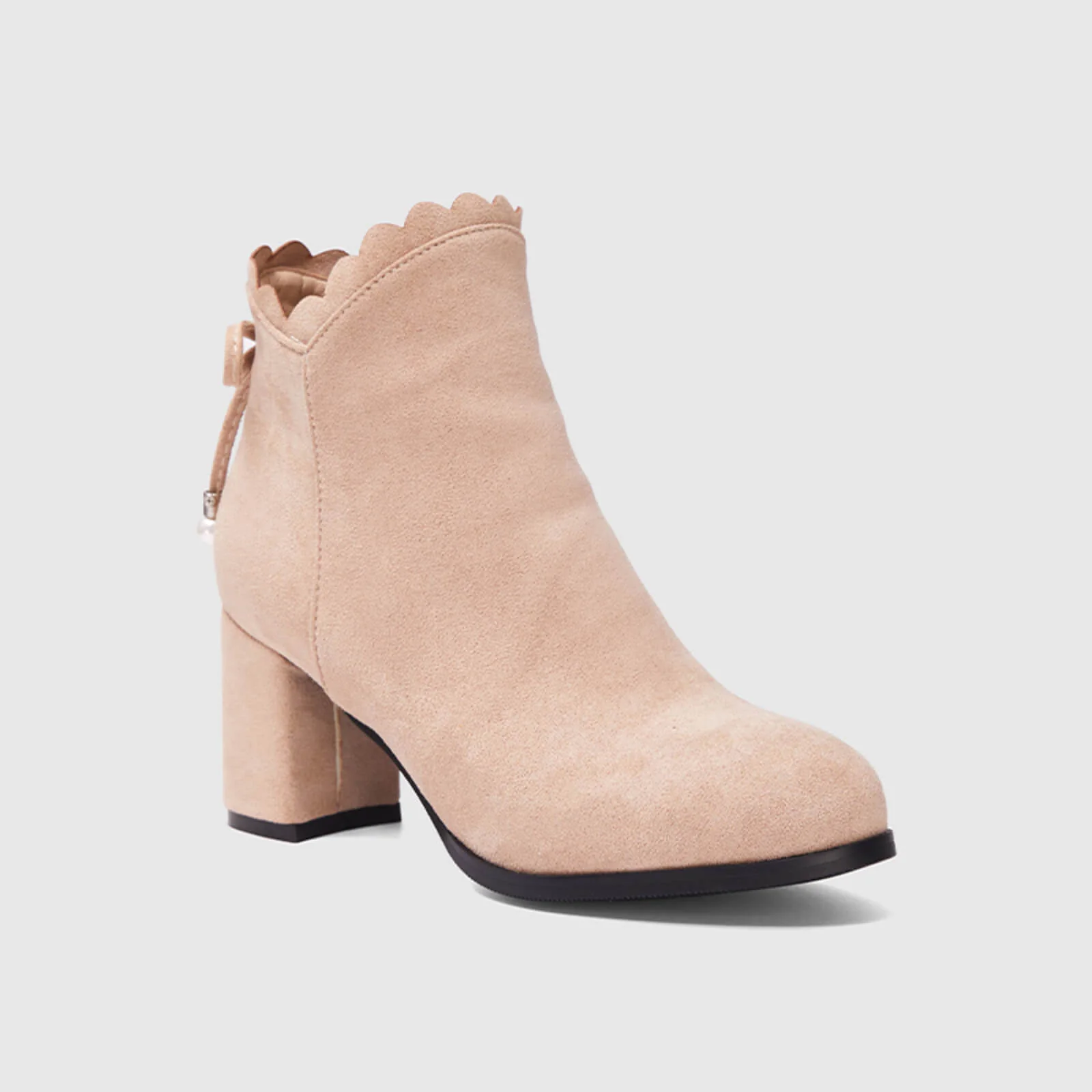Scalloped Bowknot Ankle Boots With Side Zipper - Image 6