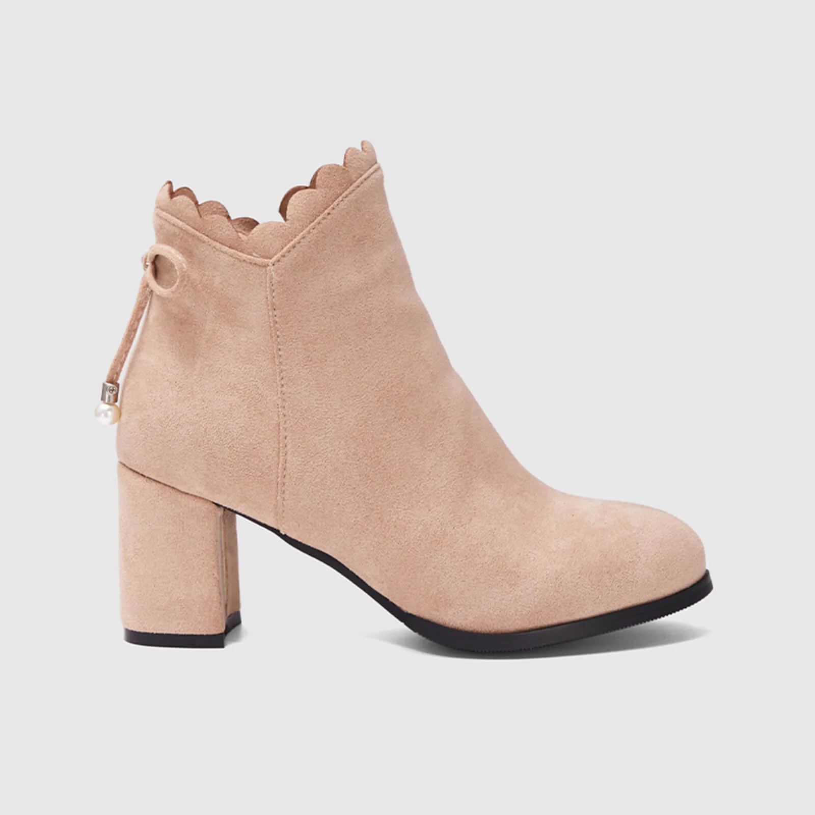 Scalloped Bowknot Ankle Boots With Side Zipper - Image 7