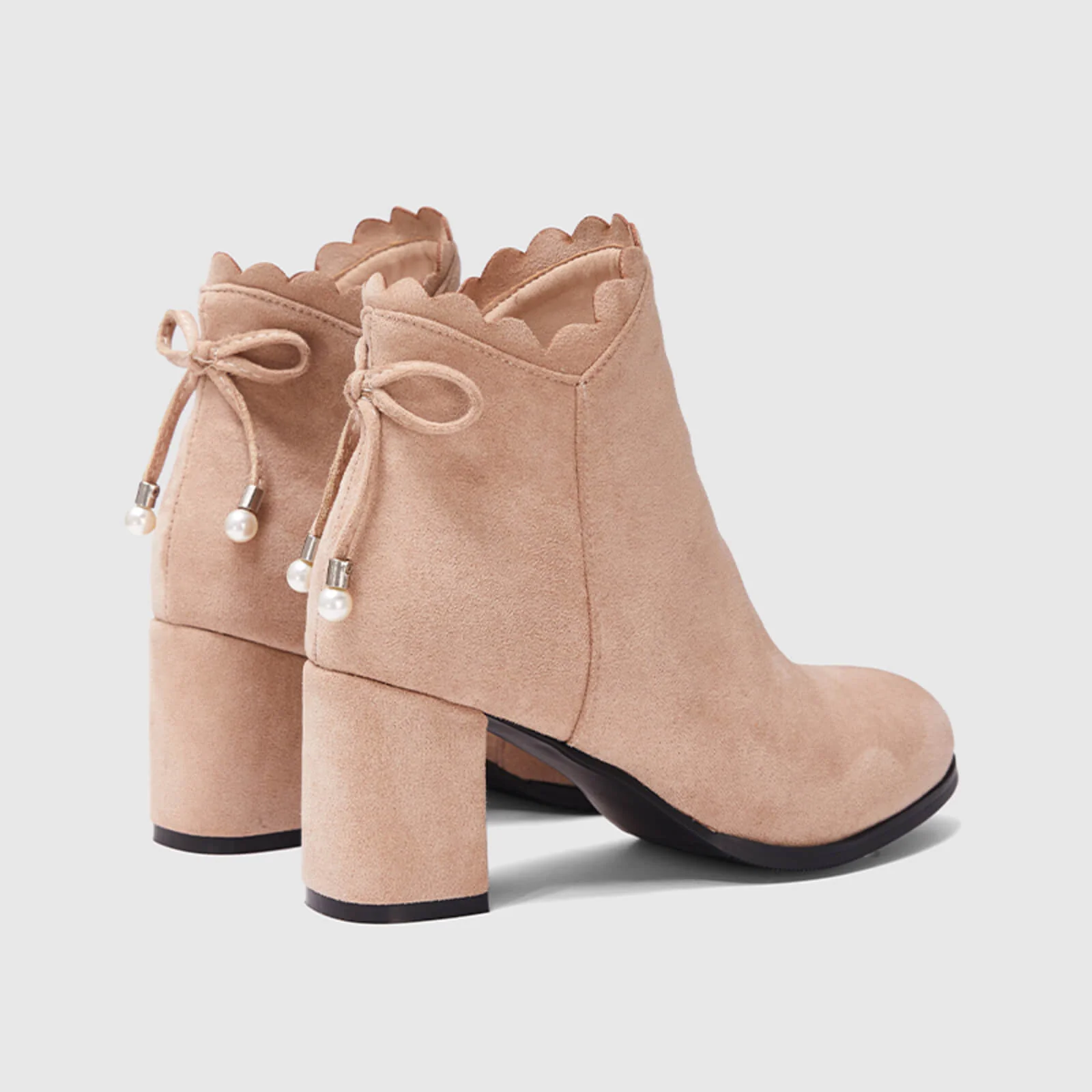 Scalloped Bowknot Ankle Boots With Side Zipper - Image 9