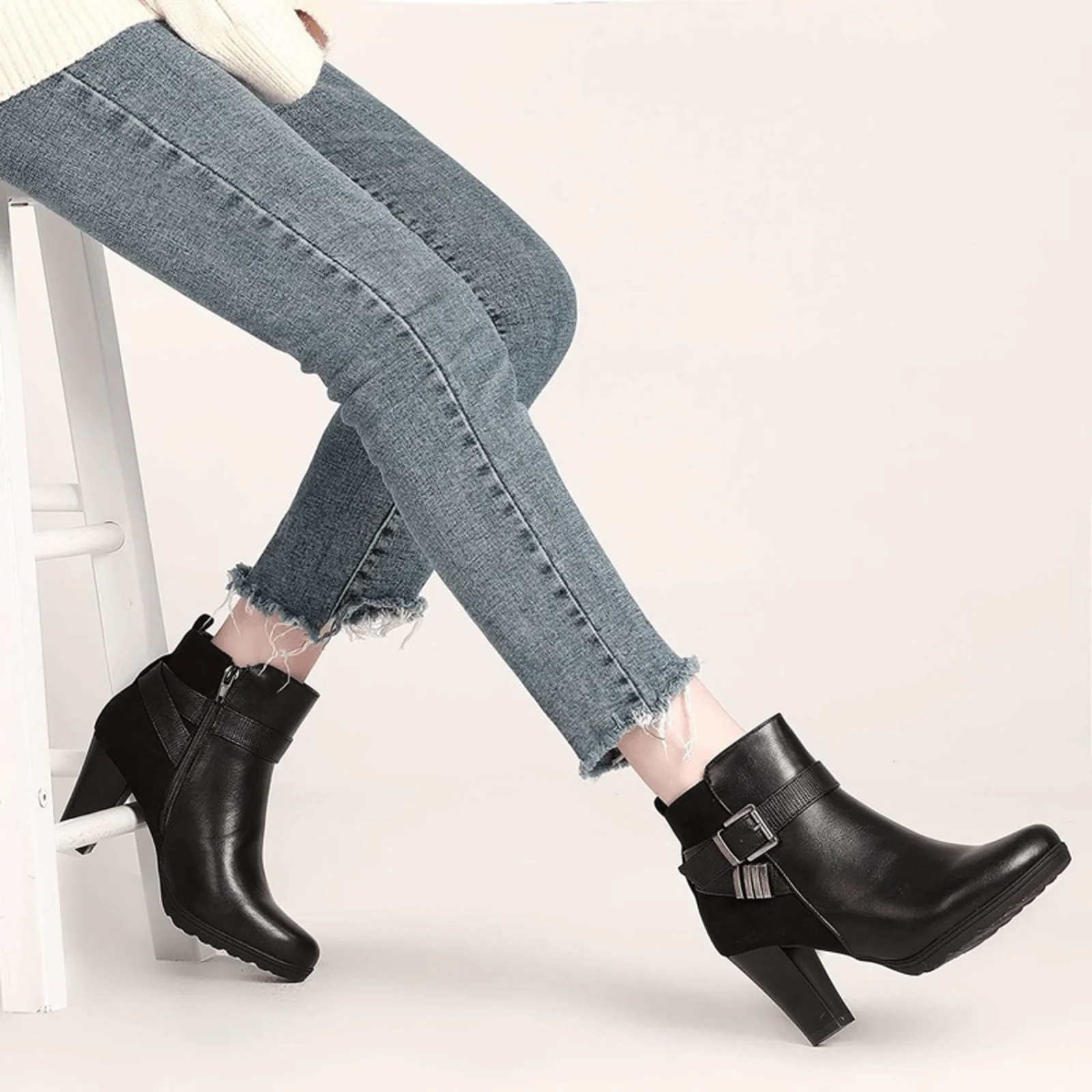 Buckle Strap Ankle Boots - Image 8