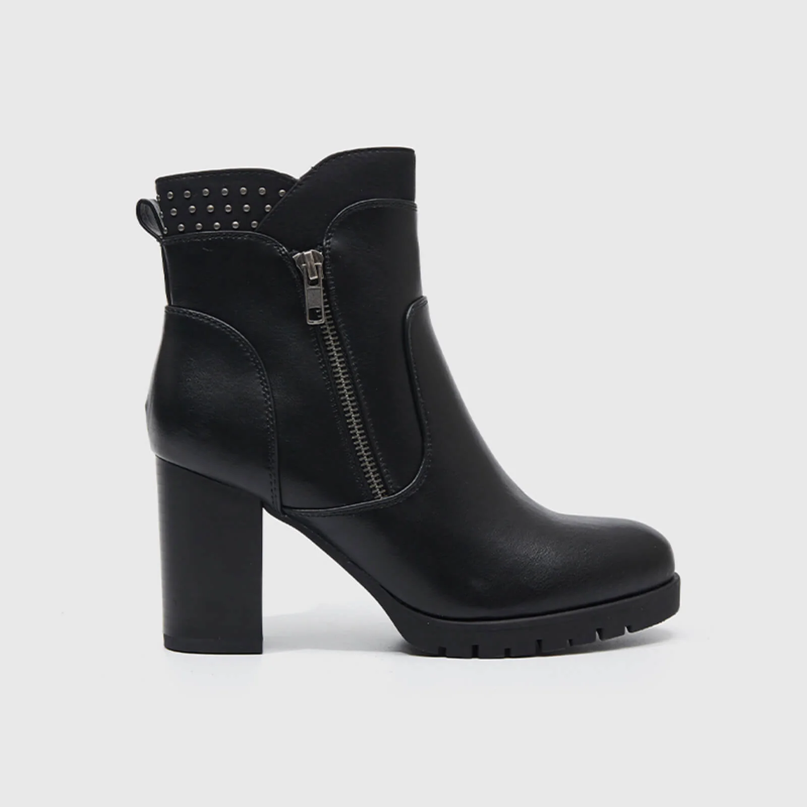 Rivet Chunky High Heel Ankle Boots - Image 2