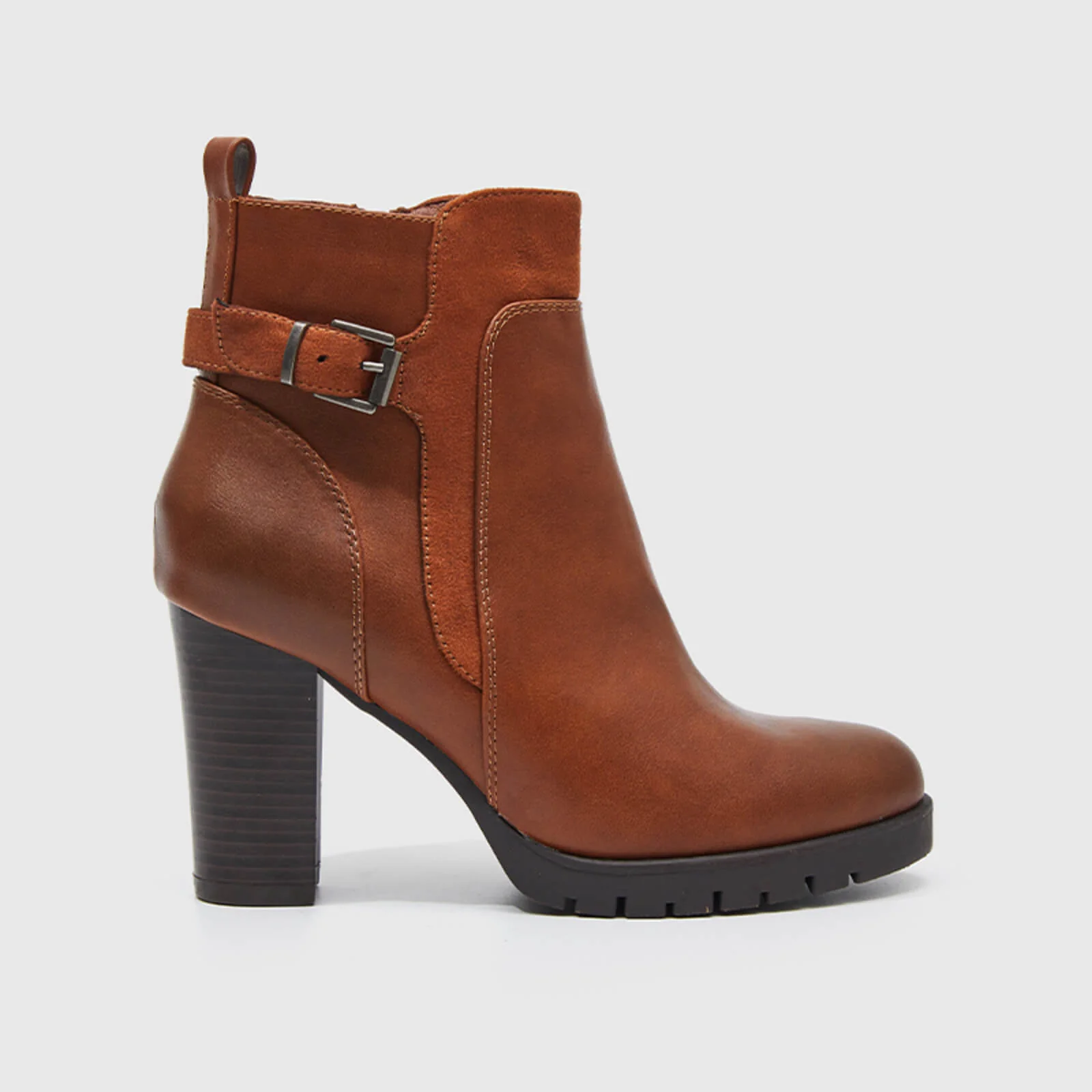 Chunky High Heel Stitching Zipper Ankle Boots - Image 2