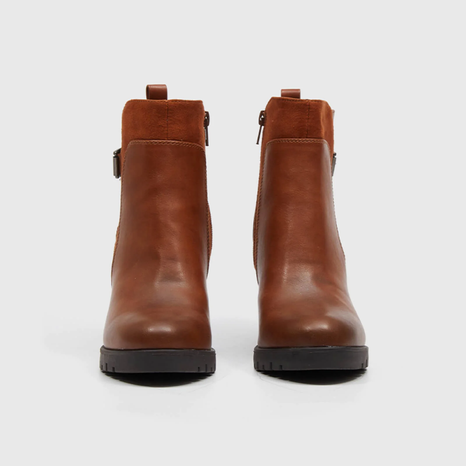 Chunky High Heel Stitching Zipper Ankle Boots - Image 3