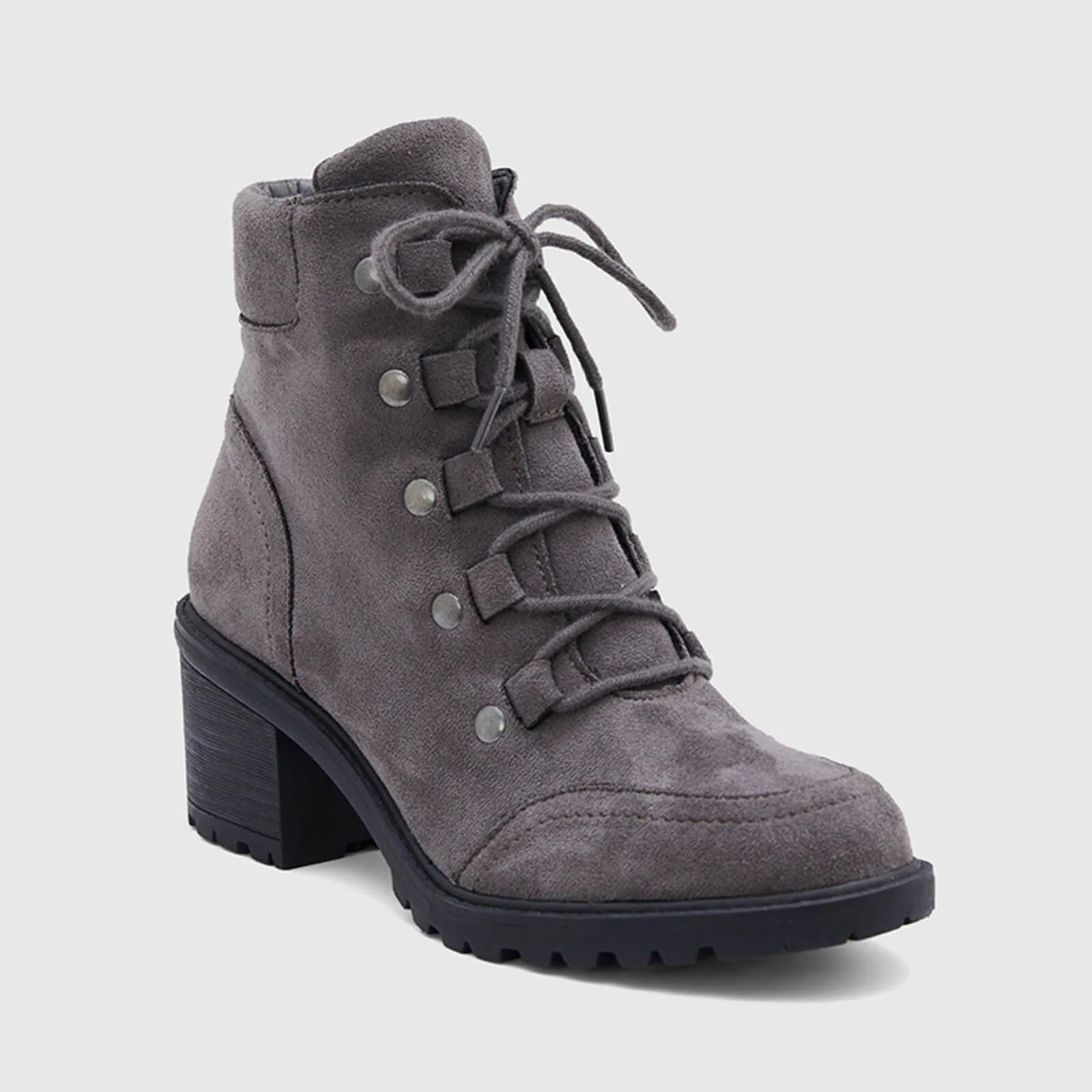 Rivet Lace-up Chunky Heeled Ankle Boots - Image 10