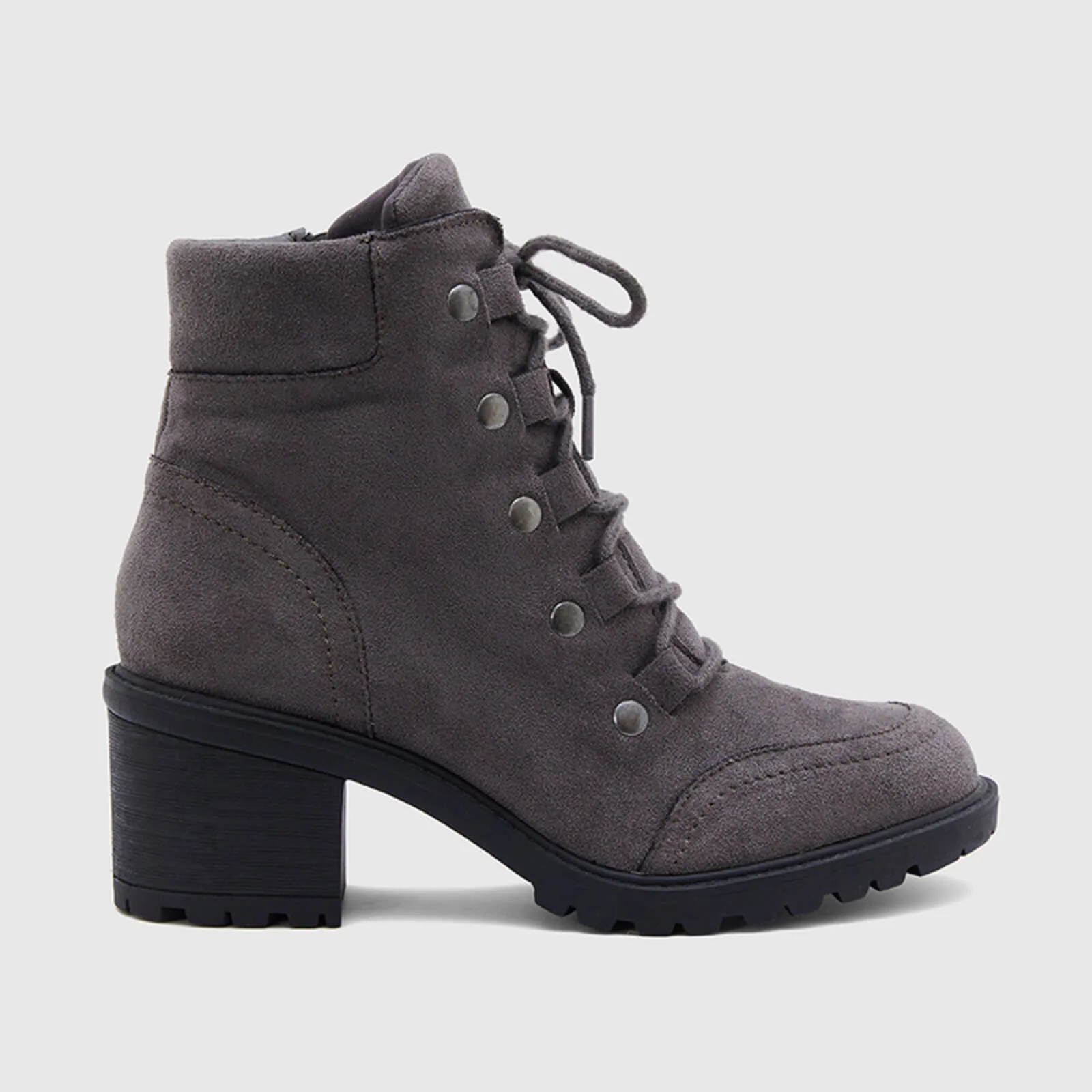 Rivet Lace-up Chunky Heeled Ankle Boots - Image 11