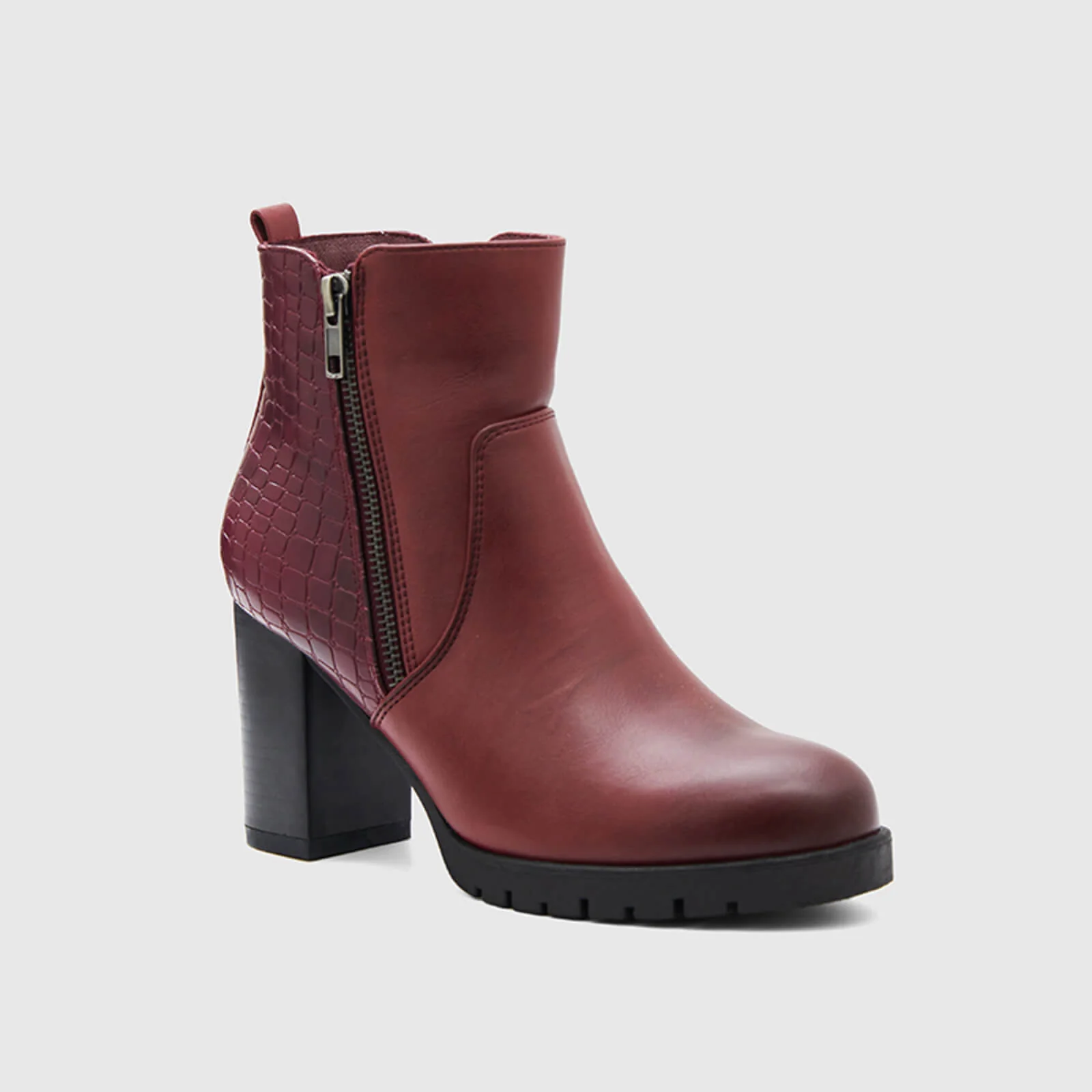 Crocodile Pattern Chunky Ankle Boots Side Zipper - Image 5