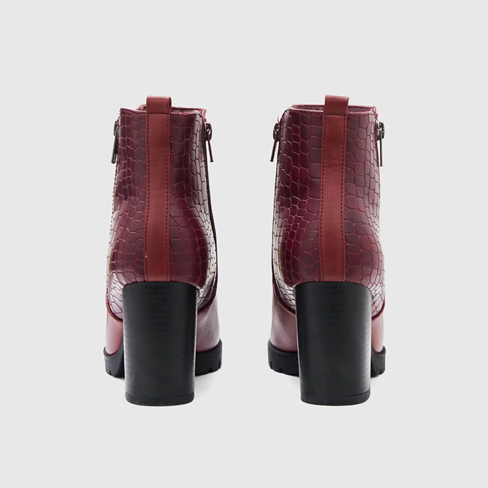 Crocodile Pattern Chunky Ankle Boots Side Zipper - Image 8