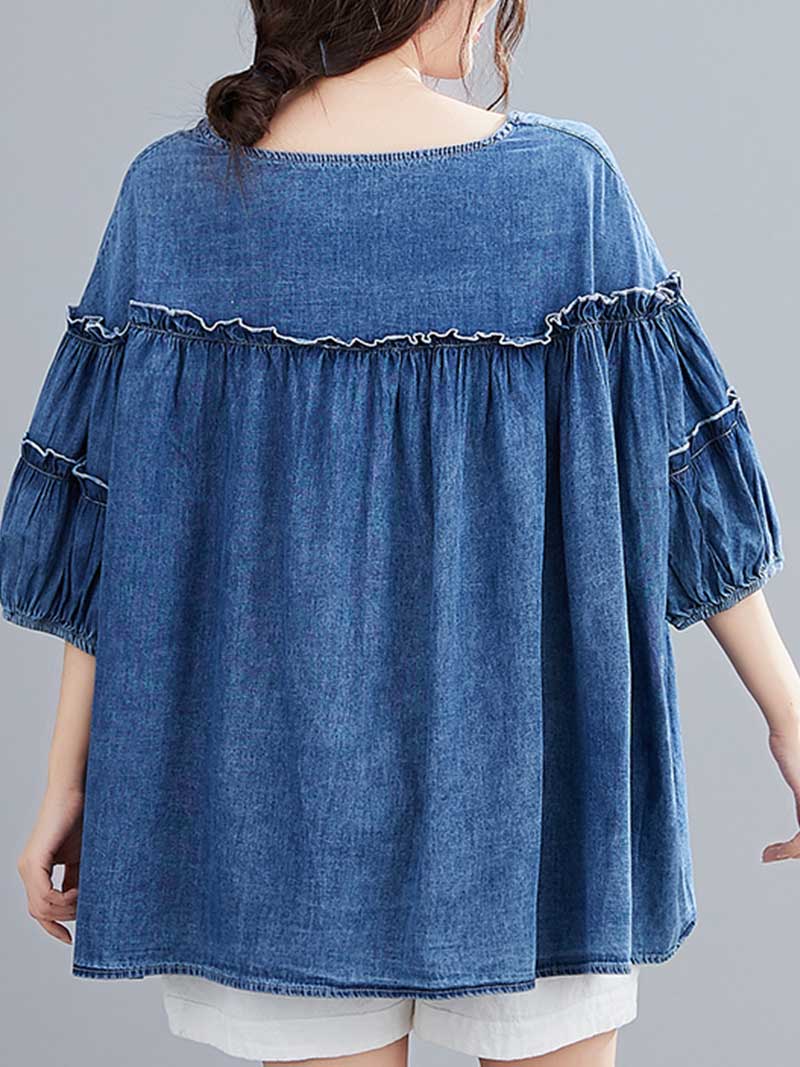 Only the Lonely Plain Denim Top - Image 2