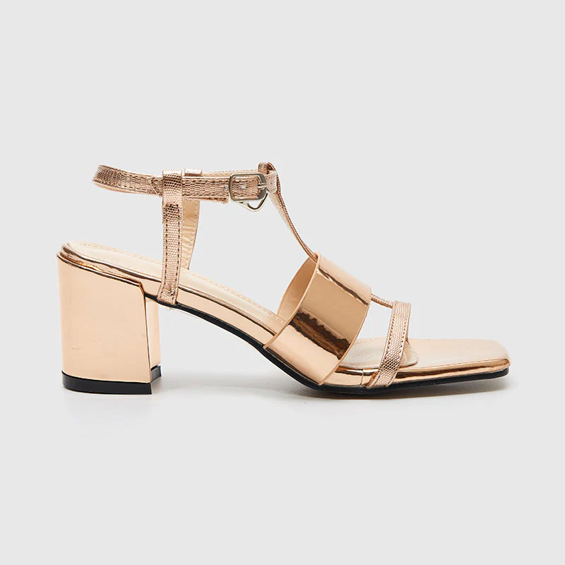 Square Toe Ankle Strap Heeled Sandals - Image 2
