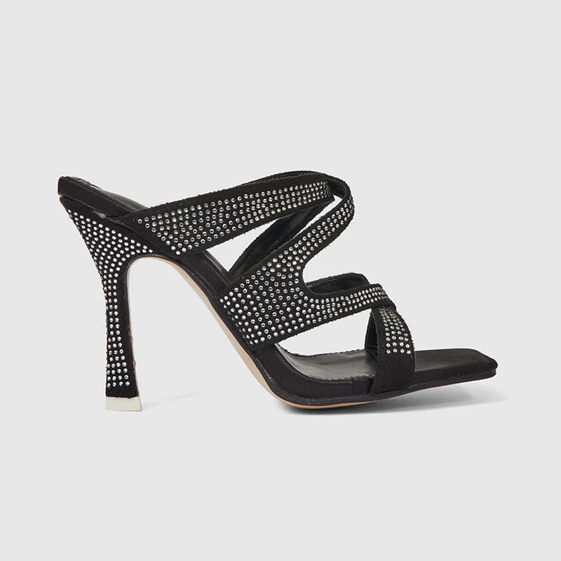 Shining Square Toe Heeled Sandals - Image 2