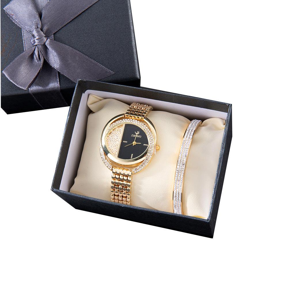 Oval Ball Quartz Watch Titanium Steel Bracelet Set - Image 5